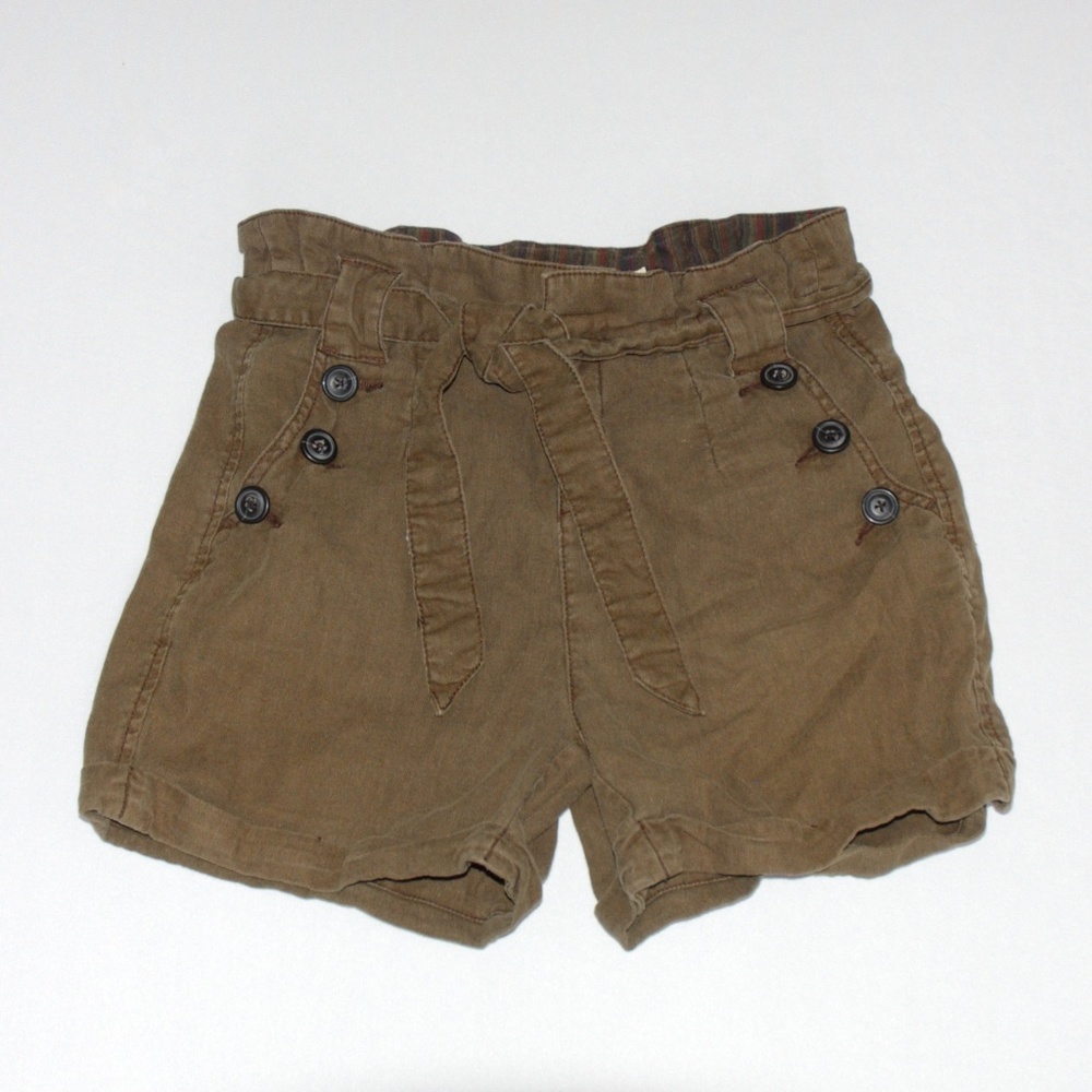 Women's High-Waist Tie Front Shorts in Olive Brown